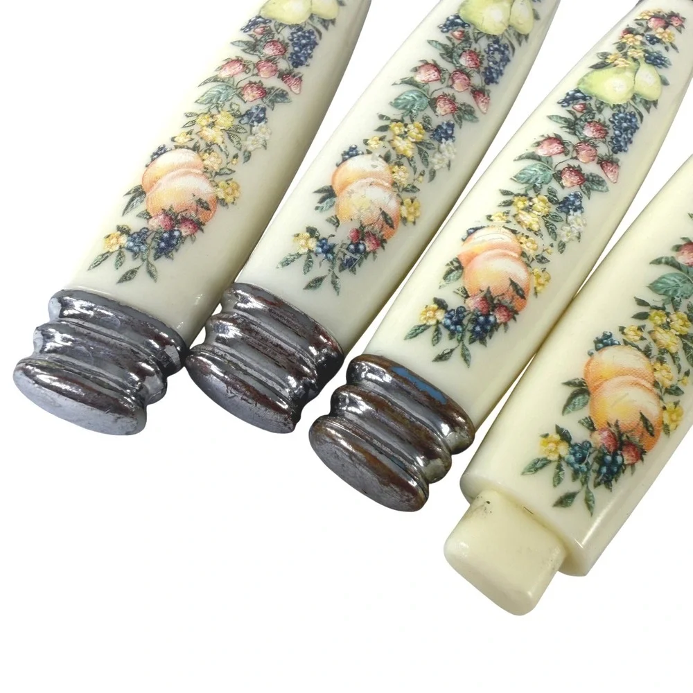 Vintage Flatware Fruit Pattern‎ Set of 4 Forks Spoons Cream Cutlery Cottagecore
